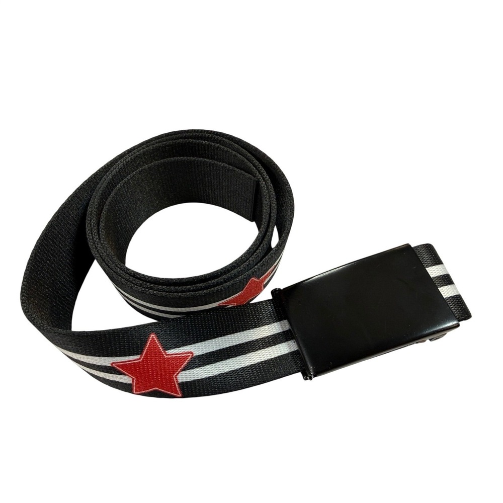 Buckle-Down Web Belt Unisex OS Black Excellent‎ Red Star Striped Canvas Flip-Top